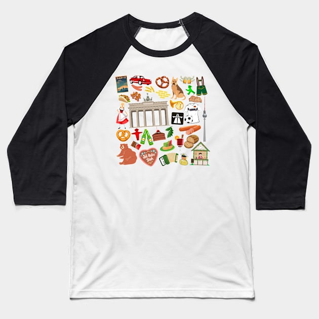 Germany Travel Icons Baseball T-Shirt by FancyPlanet
